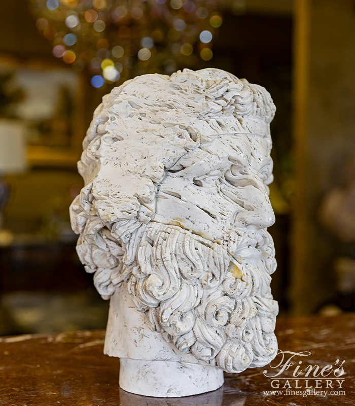 Marble Statues  - Dionysus Wine God Bust In Italian Ivory Travertine - MBT-461